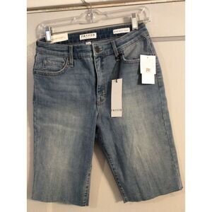 FRAYED Jeans Size 6/28 Biker Denim Shorts Knee Length
